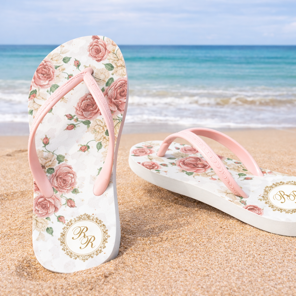 Chinelos florais personalizados para casamento